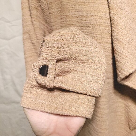 BB Dakota Revolution Drapey Boucle Trench Coat Tan Birch Womens Large - Picture 9 of 12